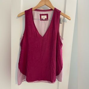 Solid maroon color tank top with strip details